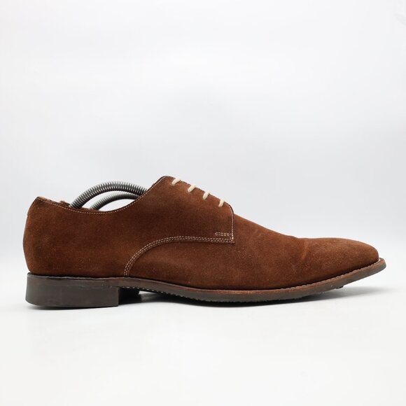 Grenson Brown Suede Wingtip Oxford Men's Size UK 10 F US 11 Dress Shoes Lace Up - Picture 1 of 10